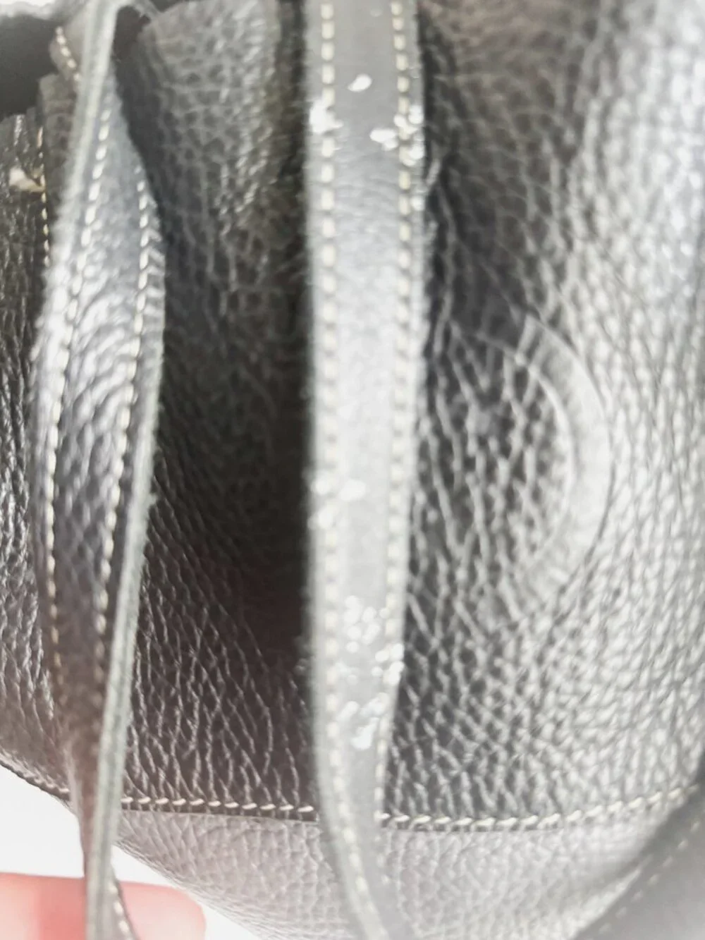 Roots Two Tone Grey Black Leather Medium Satchel Bag